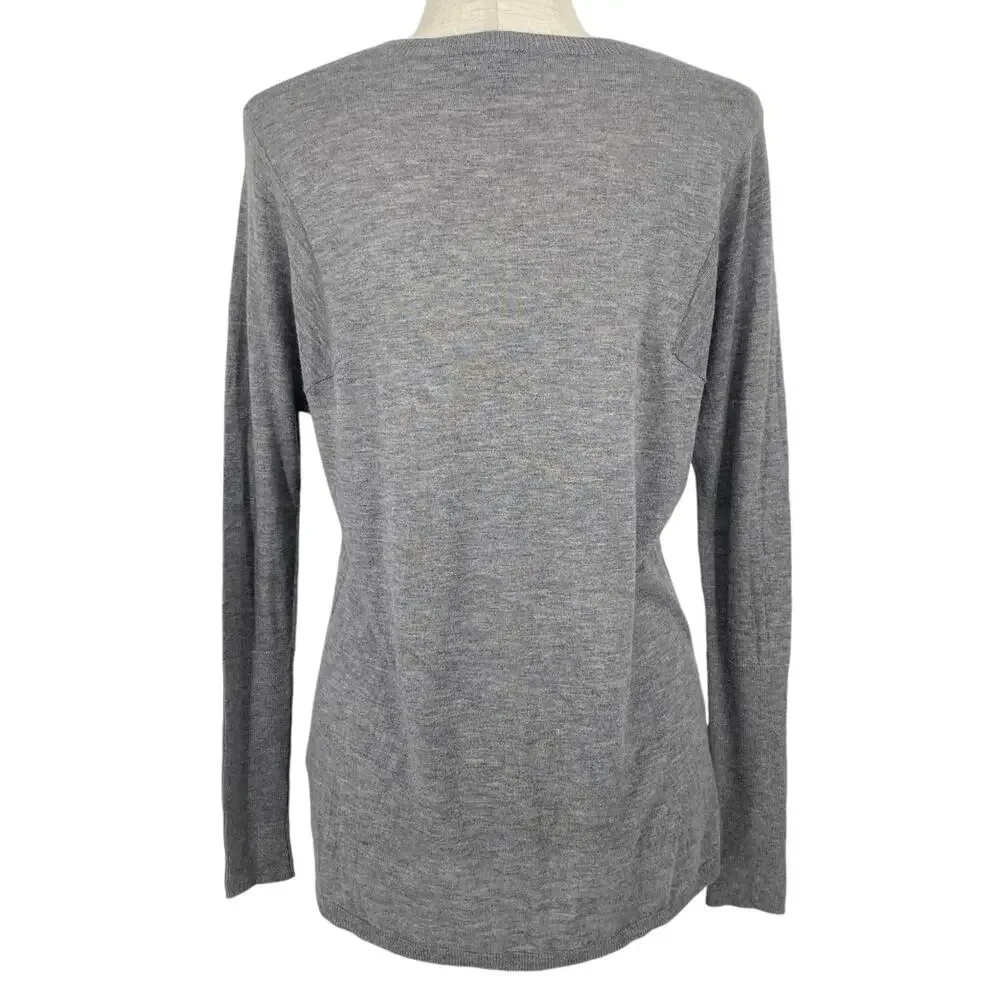 TROUVE Angora Rabbit Hair Blend V Neck Lightweight Oversized Sweater Gray XS